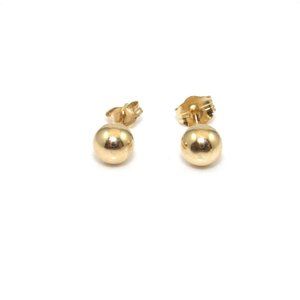 14K Yellow Gold Bead Ball Stud Earrings